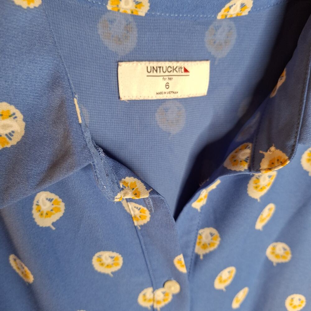 Untuckit size 6 Susan midi dress block print long sleeve button down shirt dress - Picture 7 of 11